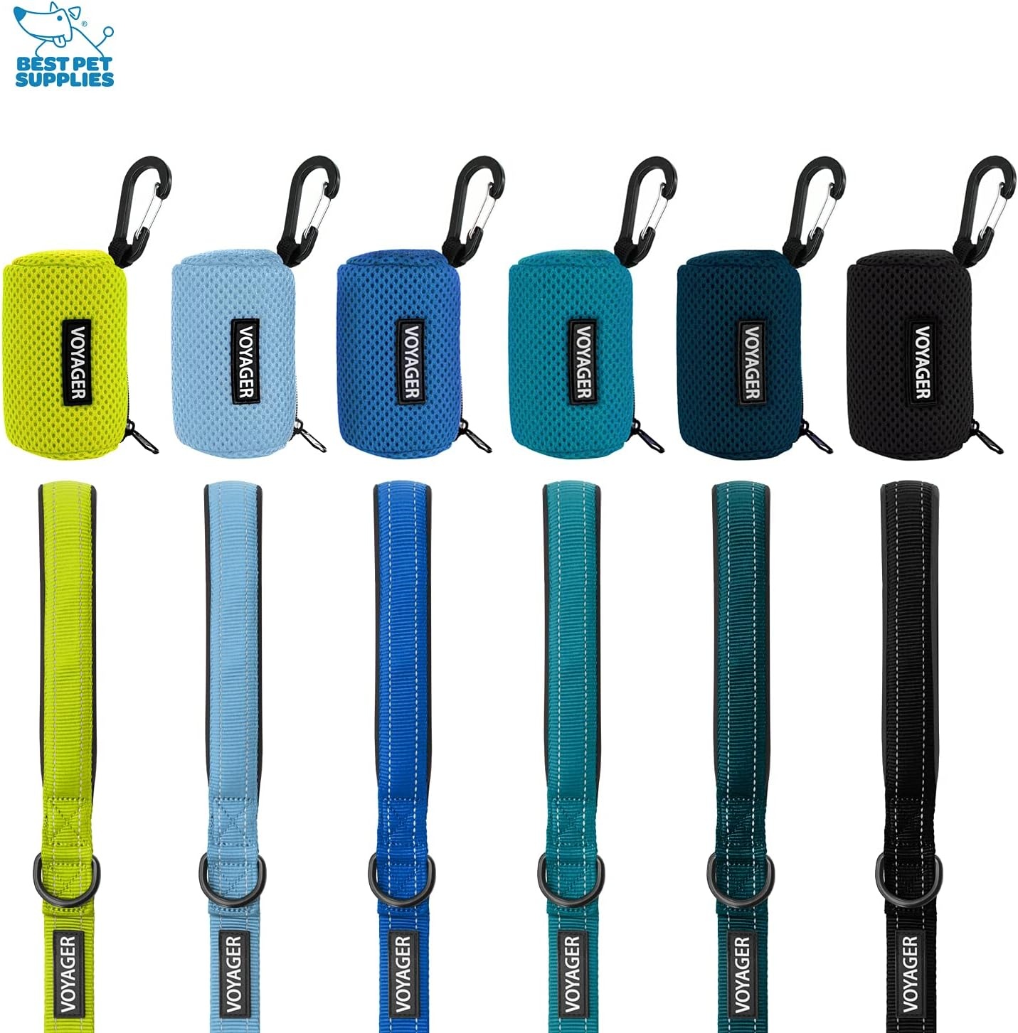 image:imageBest Pet Supplies 2Pack Dog Poop Bag Holder Leash Attachment Color Reusable Mesh Dispenser Pouch for Travel Walking Park and Outdoor Use Soft and Durable with ClipOn Mesh Baby BlueMesh Baby Blue