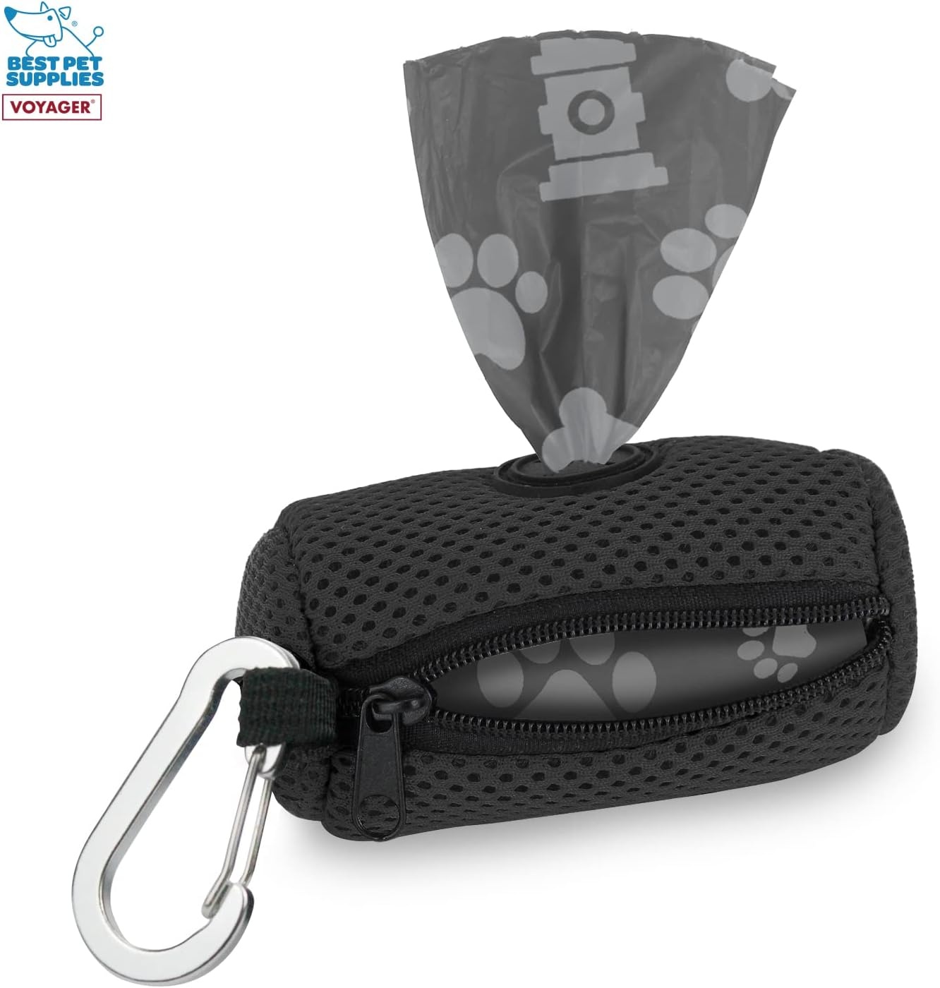 image:imageBest Pet Supplies 2Pack Dog Poop Bag Holder Leash Attachment Color Reusable Mesh Dispenser Pouch for Travel Walking Park and Outdoor Use Soft and Durable with ClipOn Mesh Baby BlueMesh Black