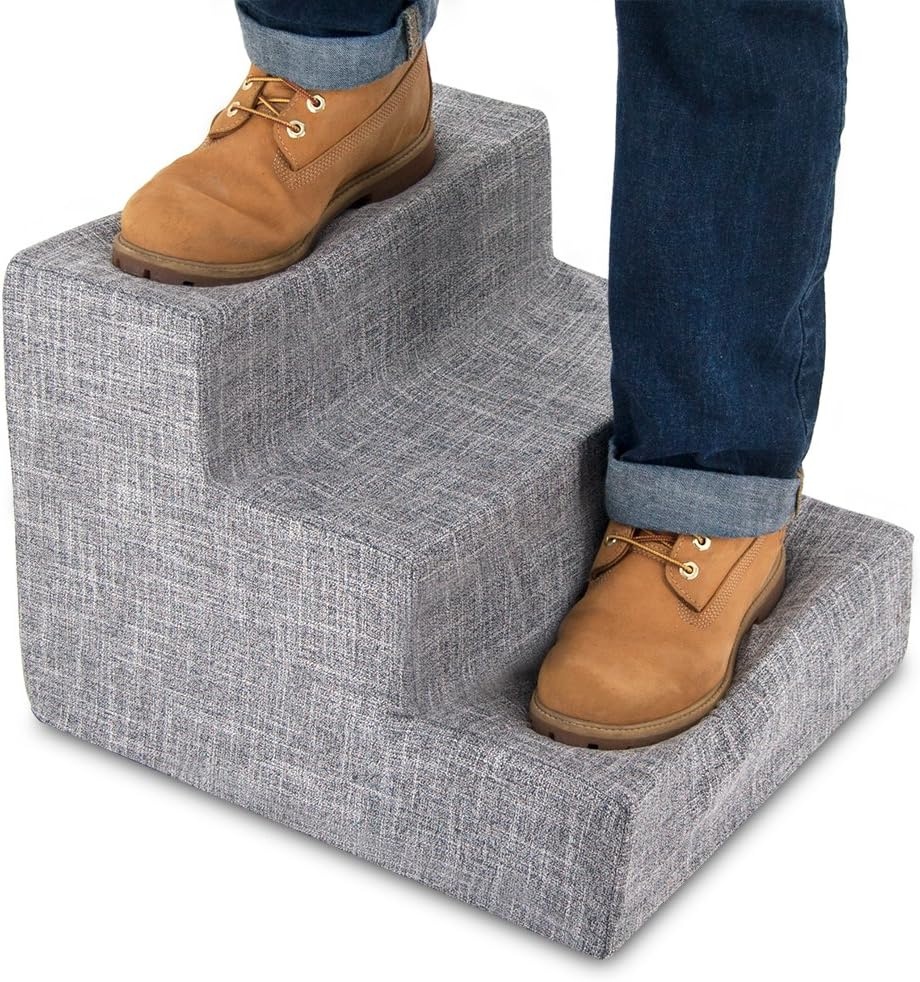 image:imageBest Pet Supplies Dog Stairs amp Steps Foam Steps for Small Dogs amp Cats NonSlip Indoor Balanced Pet Step Support Dog Ramp No Assembly Gray 5Step 225inch HeightAsh Gray Linen