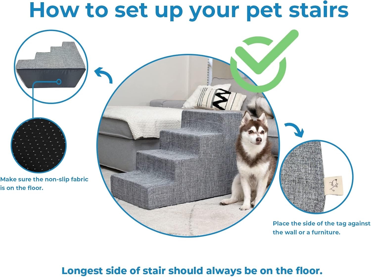 image:imageBest Pet Supplies Dog Stairs amp Steps Foam Steps for Small Dogs amp Cats NonSlip Indoor Balanced Pet Step Support Dog Ramp No Assembly Gray 5Step 225inch HeightDark Brown