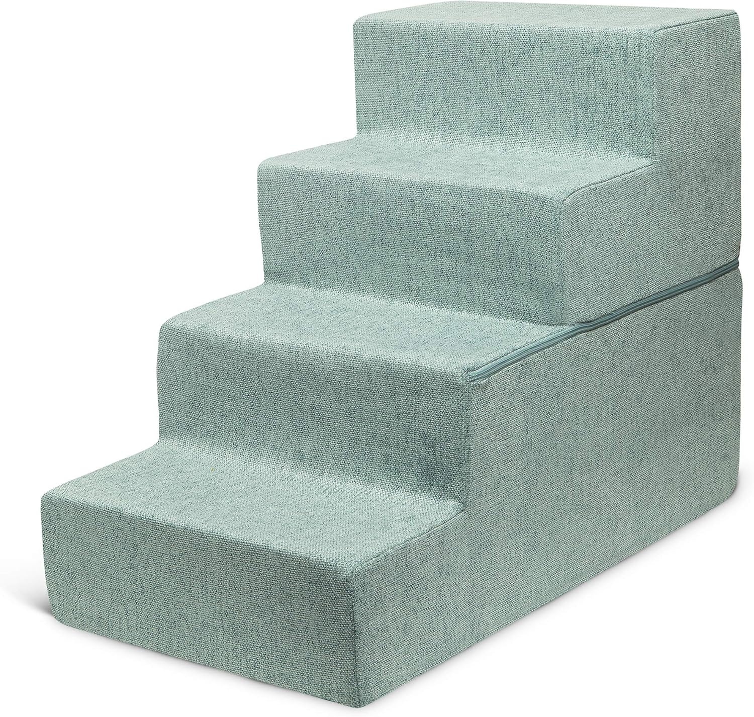 image:imageBest Pet Supplies Dog Stairs amp Steps Foam Steps for Small Dogs amp Cats NonSlip Indoor Balanced Pet Step Support Dog Ramp No Assembly Gray 5Step 225inch HeightPale Teal