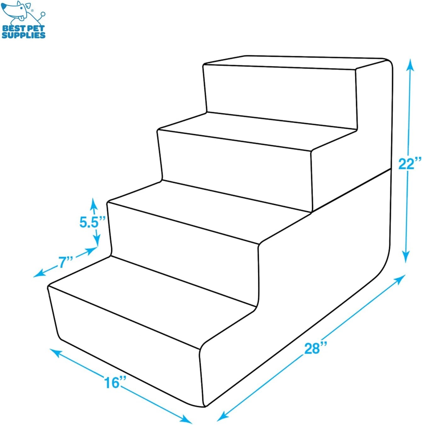 image:imageBest Pet Supplies Dog Stairs amp Steps Foam Steps for Small Dogs amp Cats NonSlip Indoor Balanced Pet Step Support Dog Ramp No Assembly Gray 5Step 225inch HeightAsh Gray Linen
