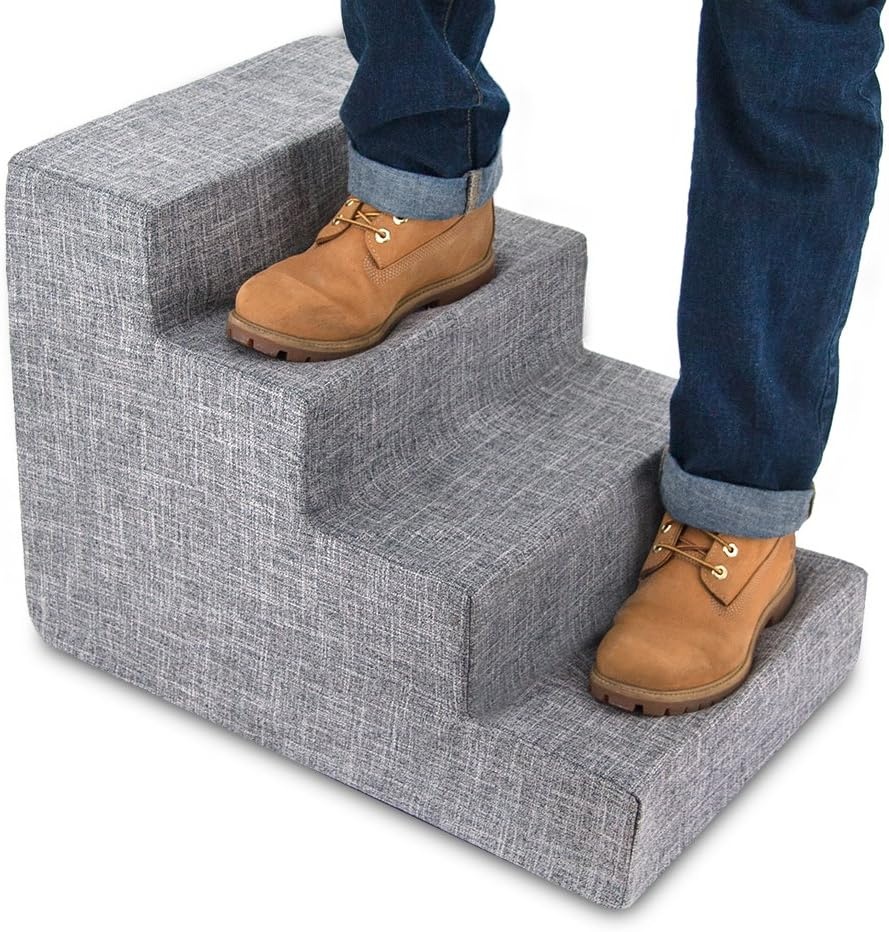 image:imageBest Pet Supplies Dog Stairs amp Steps Foam Steps for Small Dogs amp Cats NonSlip Indoor Balanced Pet Step Support Dog Ramp No Assembly Gray 5Step 225inch HeightAsh Gray Linen