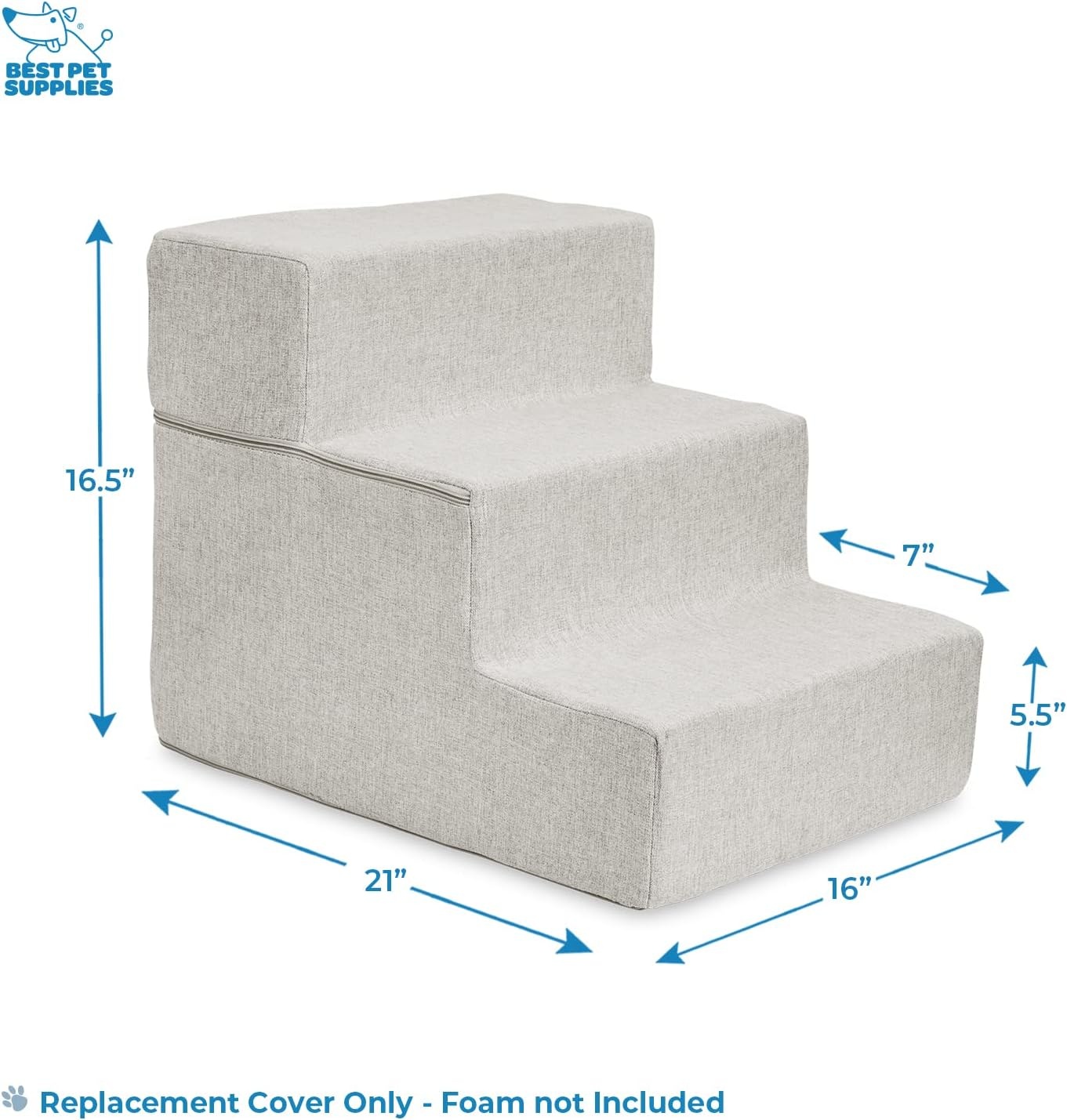 image:imageBest Pet Supplies Dog Stairs amp Steps Foam Steps for Small Dogs amp Cats NonSlip Indoor Balanced Pet Step Support Dog Ramp No Assembly Gray 5Step 225inch HeightSand