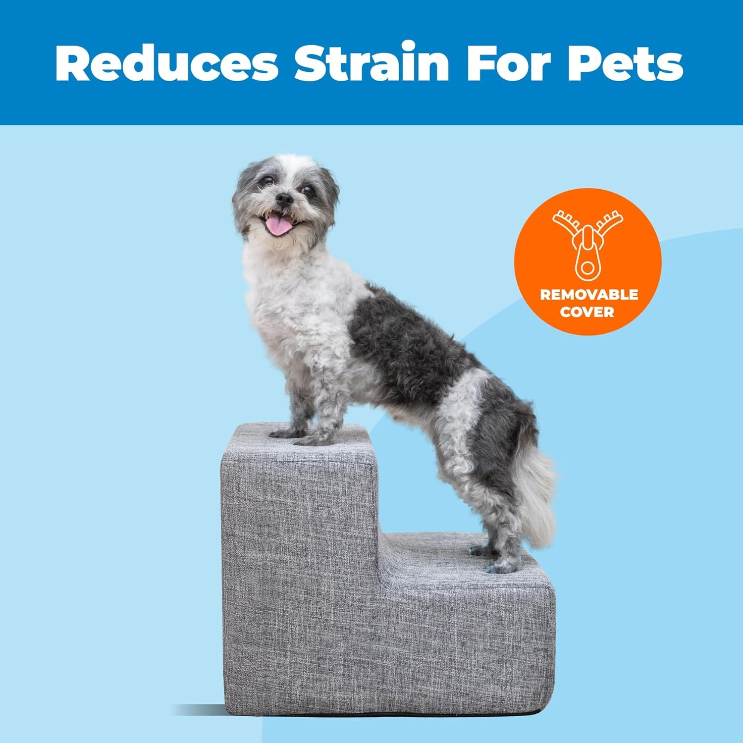 image:imageBest Pet Supplies Dog Stairs amp Steps Foam Steps for Small Dogs amp Cats NonSlip Indoor Balanced Pet Step Support Dog Ramp No Assembly Gray 5Step 225inch HeightAsh Gray Linen