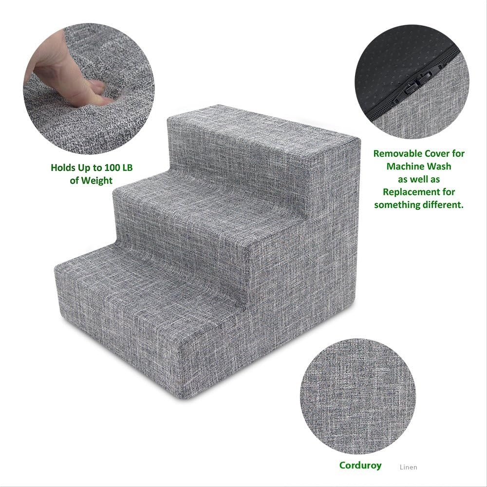 image:imageBest Pet Supplies Dog Stairs amp Steps Foam Steps for Small Dogs amp Cats NonSlip Indoor Balanced Pet Step Support Dog Ramp No Assembly Gray 5Step 225inch HeightAsh Gray Linen
