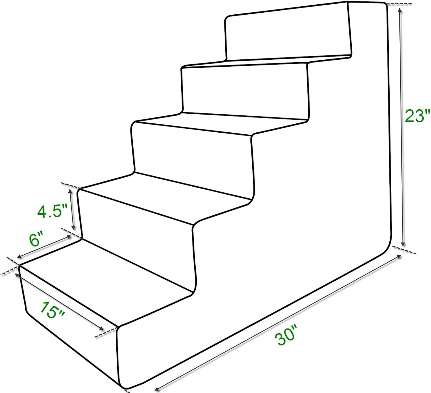 image:imageBest Pet Supplies Dog Stairs amp Steps Foam Steps for Small Dogs amp Cats NonSlip Indoor Balanced Pet Step Support Dog Ramp No Assembly Gray 5Step 225inch HeightPaw Print on Beige