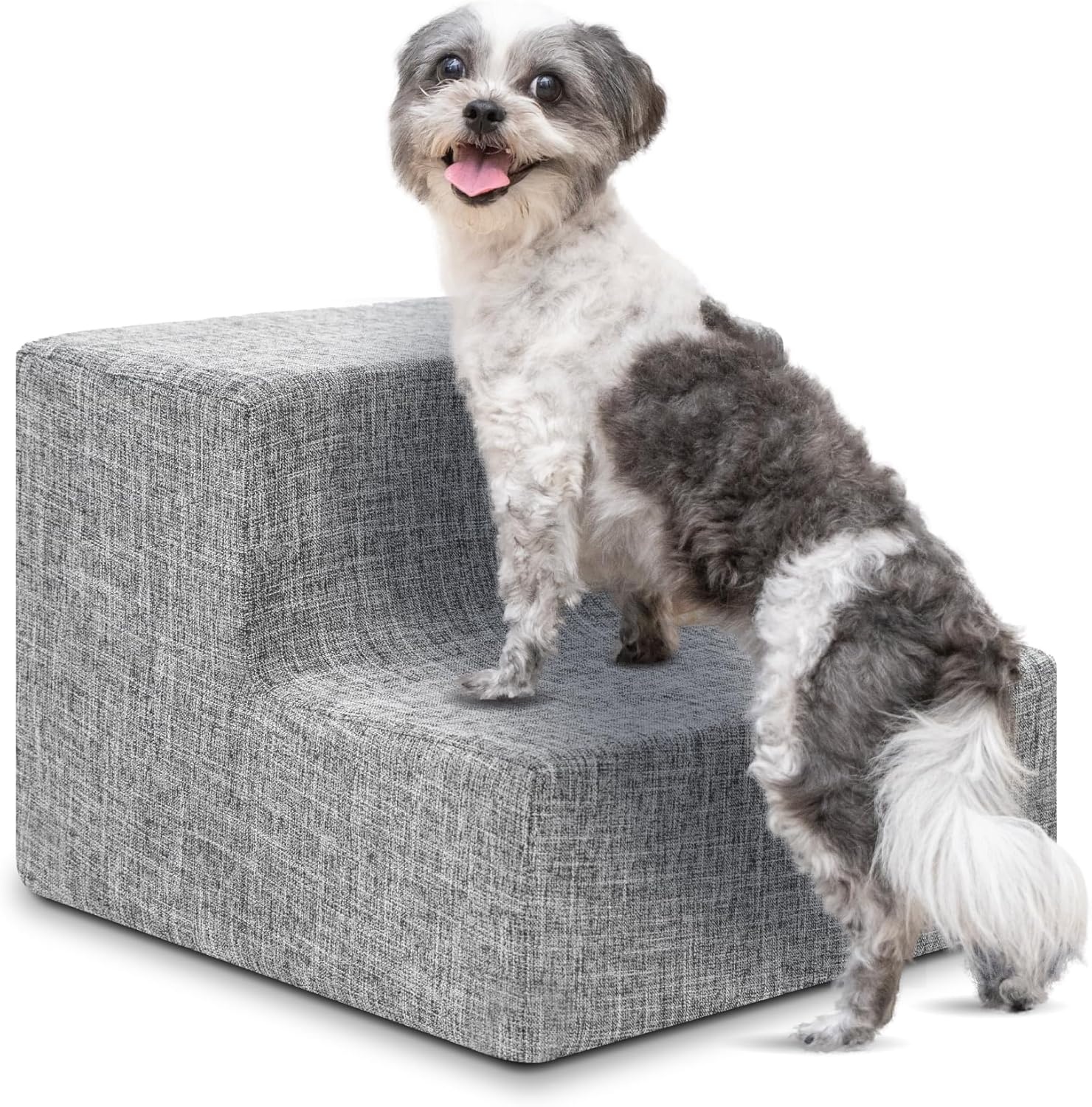 image:imageBest Pet Supplies Dog Stairs amp Steps Foam Steps for Small Dogs amp Cats NonSlip Indoor Balanced Pet Step Support Dog Ramp No Assembly Gray 5Step 225inch HeightAsh Gray Linen