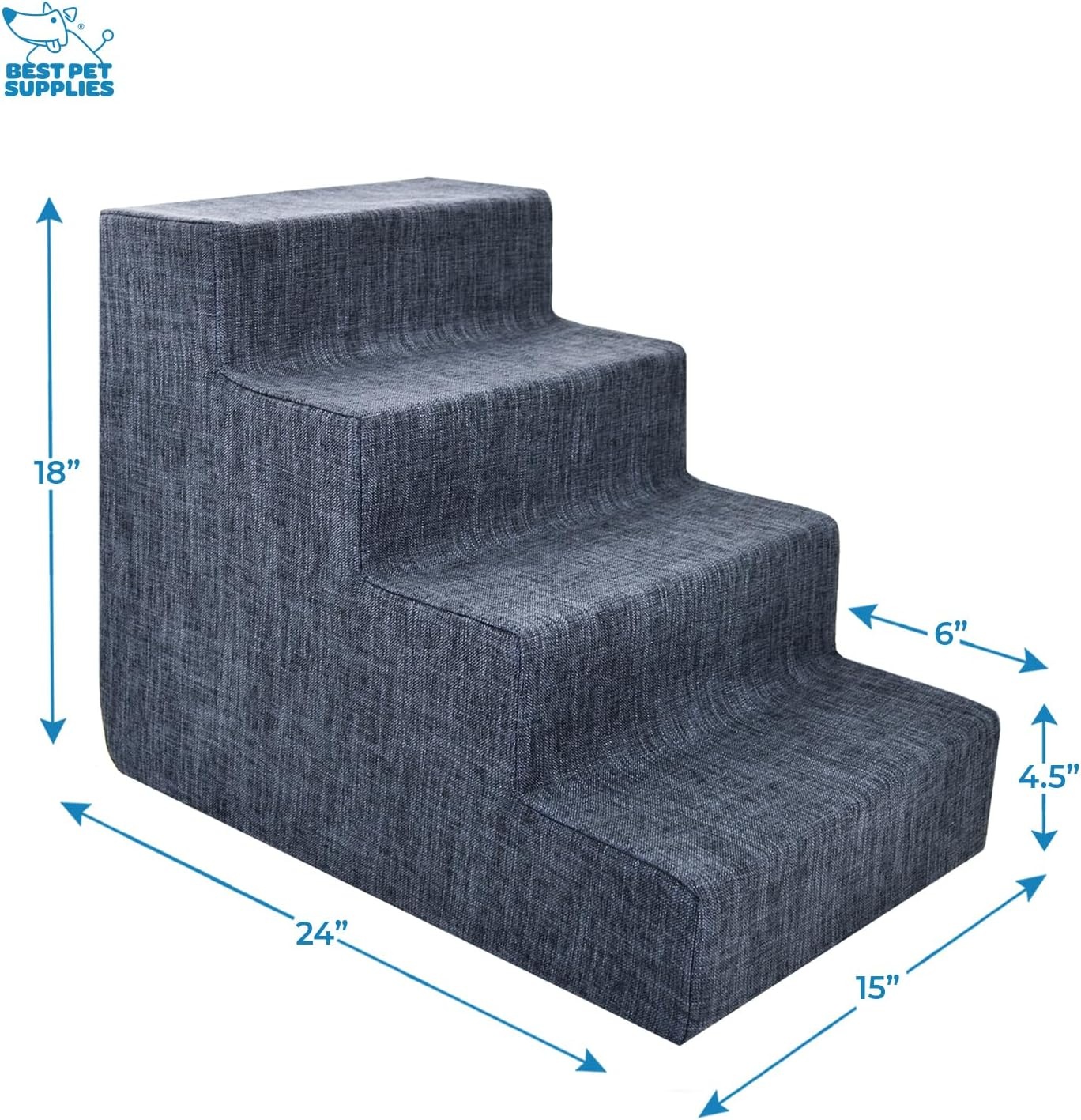 image:imageBest Pet Supplies Dog Stairs amp Steps Foam Steps for Small Dogs amp Cats NonSlip Indoor Balanced Pet Step Support Dog Ramp No Assembly Gray 5Step 225inch HeightDark Gray Linen