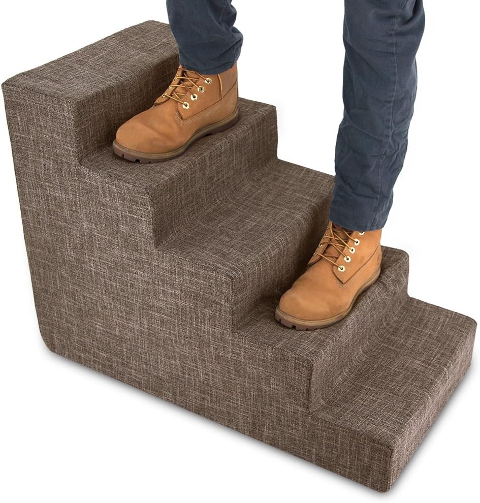 image:imageBest Pet Supplies Dog Stairs amp Steps Foam Steps for Small Dogs amp Cats NonSlip Indoor Balanced Pet Step Support Dog Ramp No Assembly Gray 5Step 225inch HeightBrown Linen