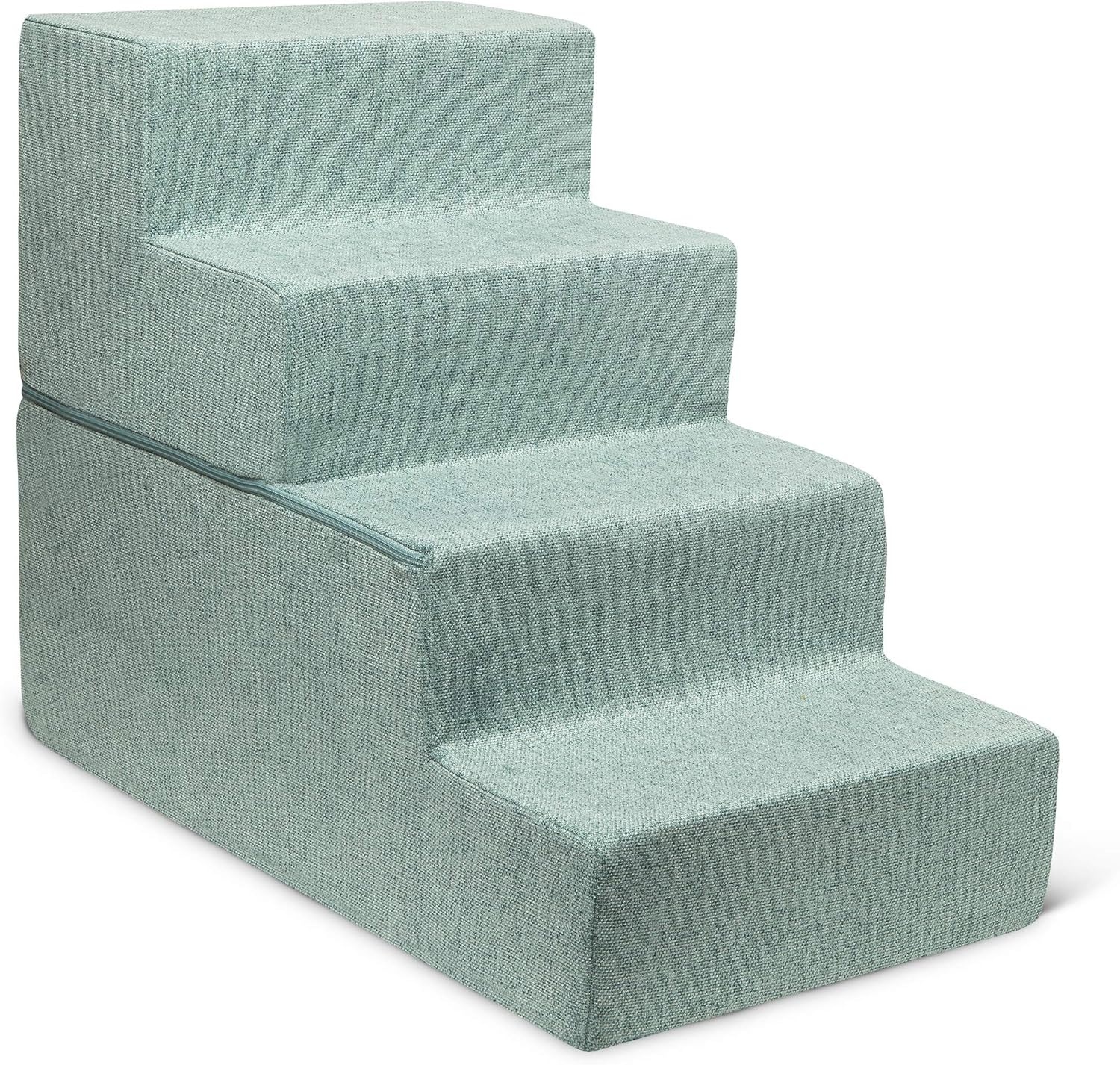 image:imageBest Pet Supplies Dog Stairs amp Steps Foam Steps for Small Dogs amp Cats NonSlip Indoor Balanced Pet Step Support Dog Ramp No Assembly Gray 5Step 225inch HeightPale Teal