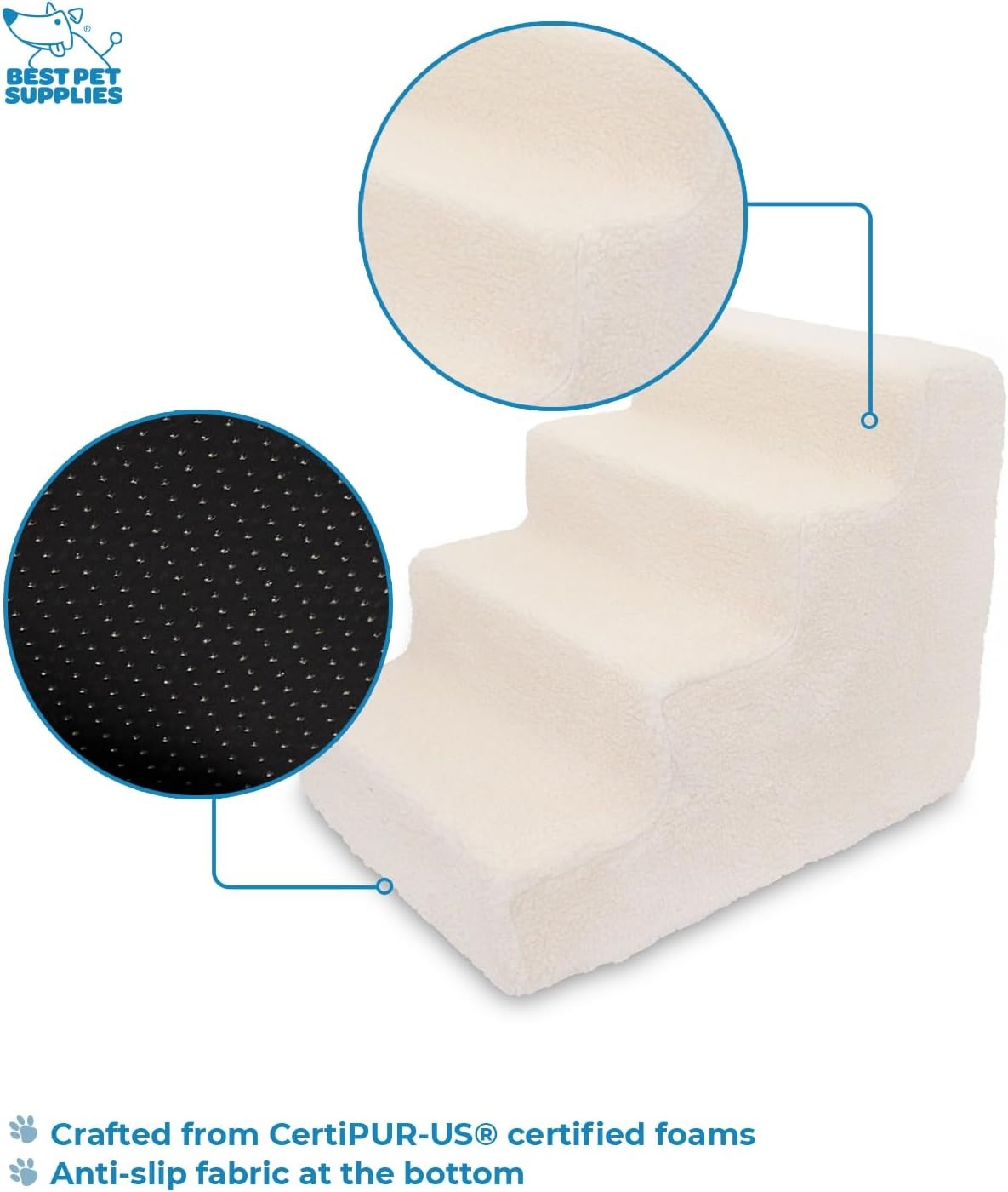 image:imageBest Pet Supplies Dog Stairs amp Steps Foam Steps for Small Dogs amp Cats NonSlip Indoor Balanced Pet Step Support Dog Ramp No Assembly Gray 5Step 225inch HeightLambswool