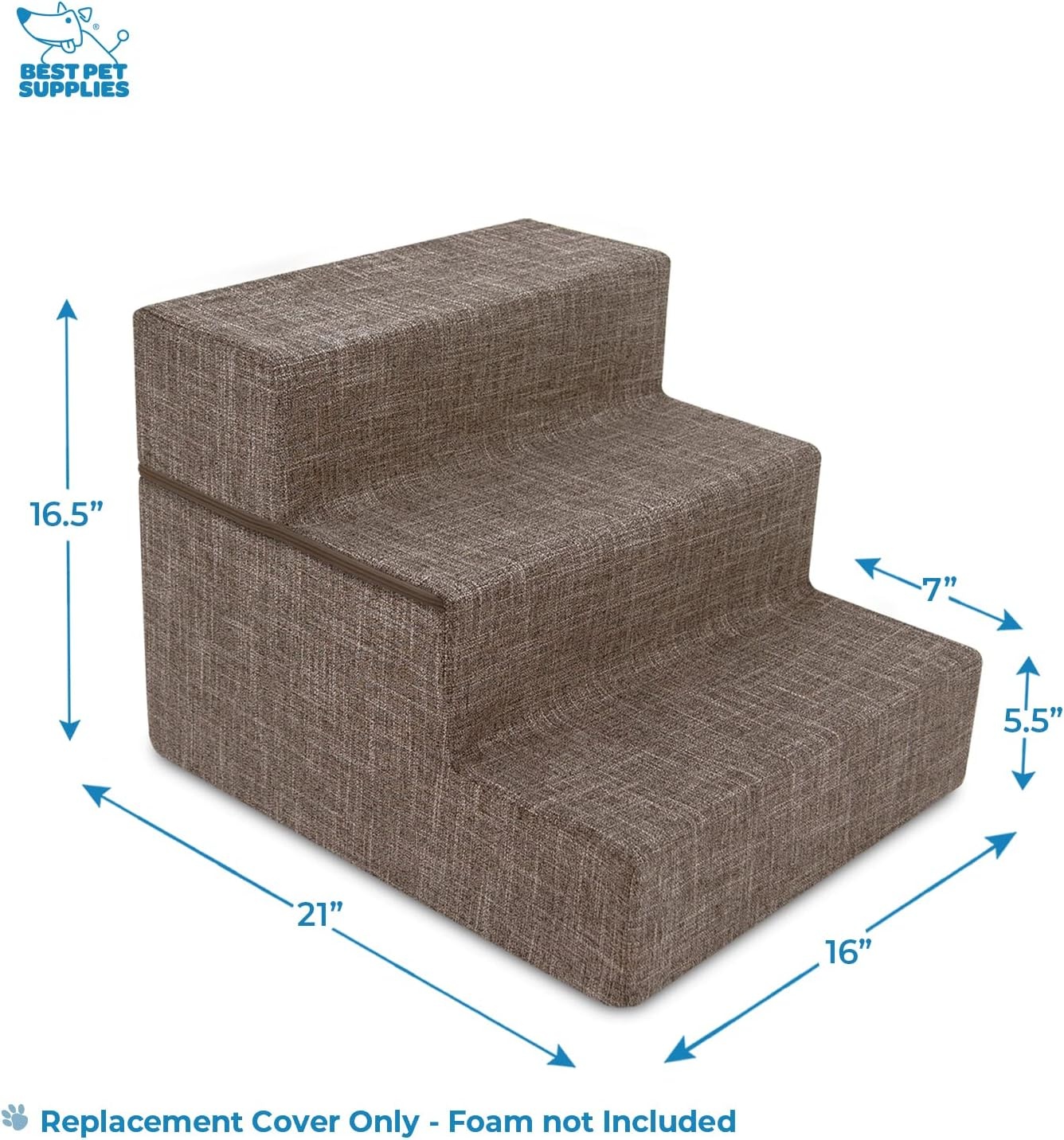 image:imageBest Pet Supplies Dog Stairs amp Steps Foam Steps for Small Dogs amp Cats NonSlip Indoor Balanced Pet Step Support Dog Ramp No Assembly Gray 5Step 225inch HeightBrown Linen