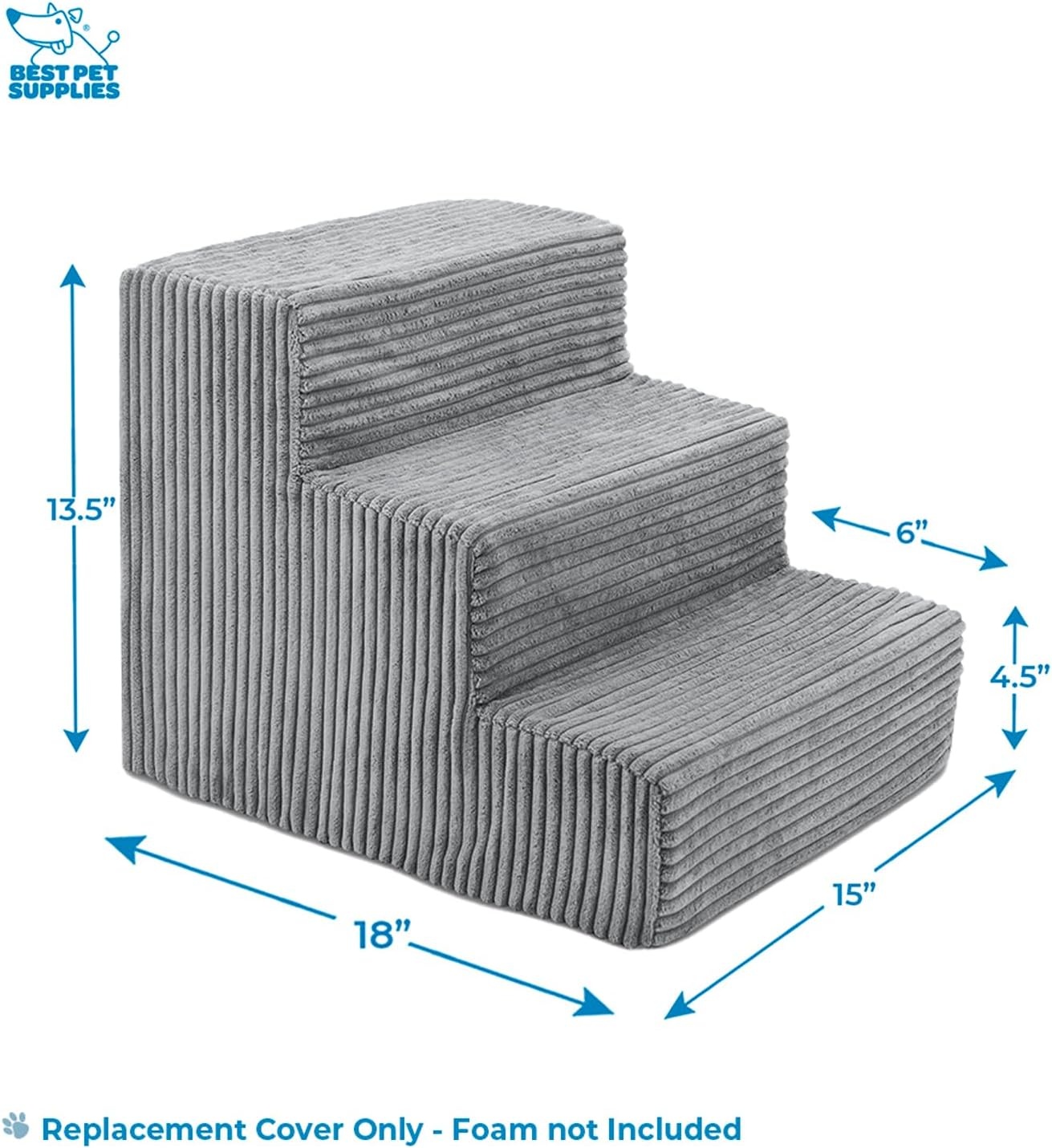 image:imageBest Pet Supplies Dog Stairs amp Steps Foam Steps for Small Dogs amp Cats NonSlip Indoor Balanced Pet Step Support Dog Ramp No Assembly Gray 5Step 225inch HeightGray