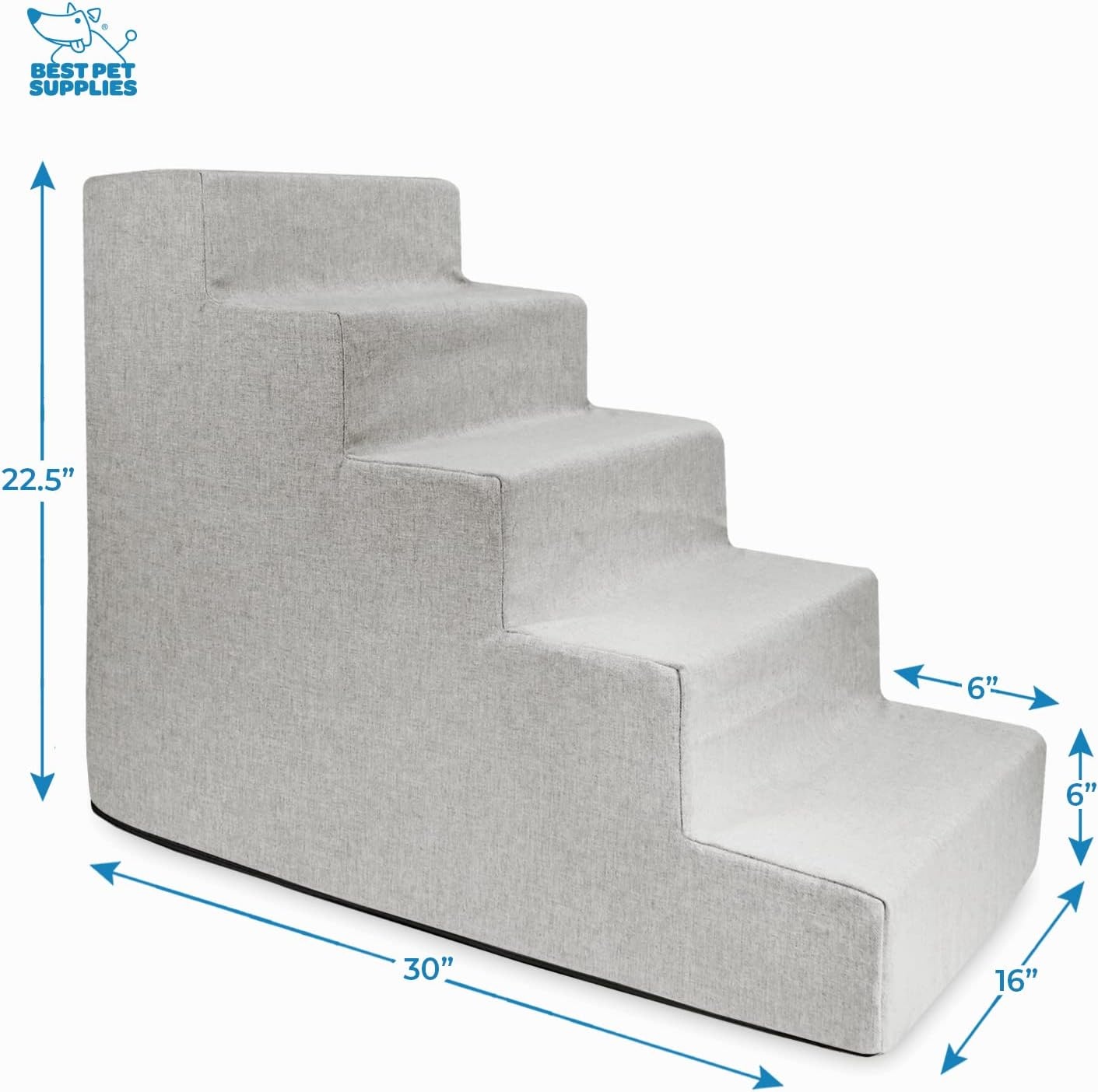 image:imageBest Pet Supplies Dog Stairs amp Steps Foam Steps for Small Dogs amp Cats NonSlip Indoor Balanced Pet Step Support Dog Ramp No Assembly Gray 5Step 225inch HeightSand
