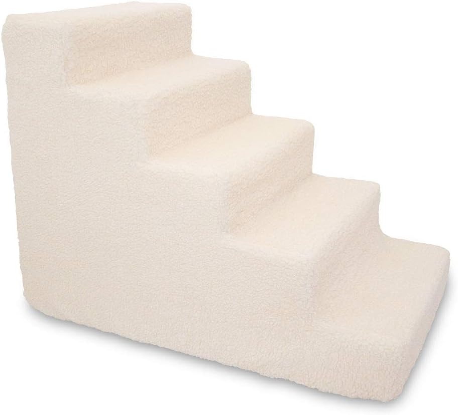 image:imageBest Pet Supplies Dog Stairs amp Steps Foam Steps for Small Dogs amp Cats NonSlip Indoor Balanced Pet Step Support Dog Ramp No Assembly Gray 5Step 225inch HeightLambswool