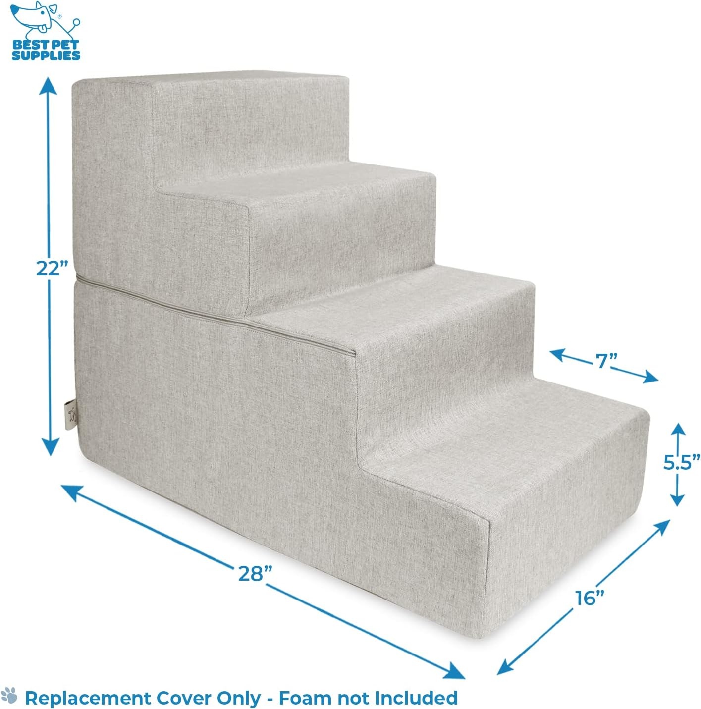 image:imageBest Pet Supplies Dog Stairs amp Steps Foam Steps for Small Dogs amp Cats NonSlip Indoor Balanced Pet Step Support Dog Ramp No Assembly Gray 5Step 225inch HeightSand