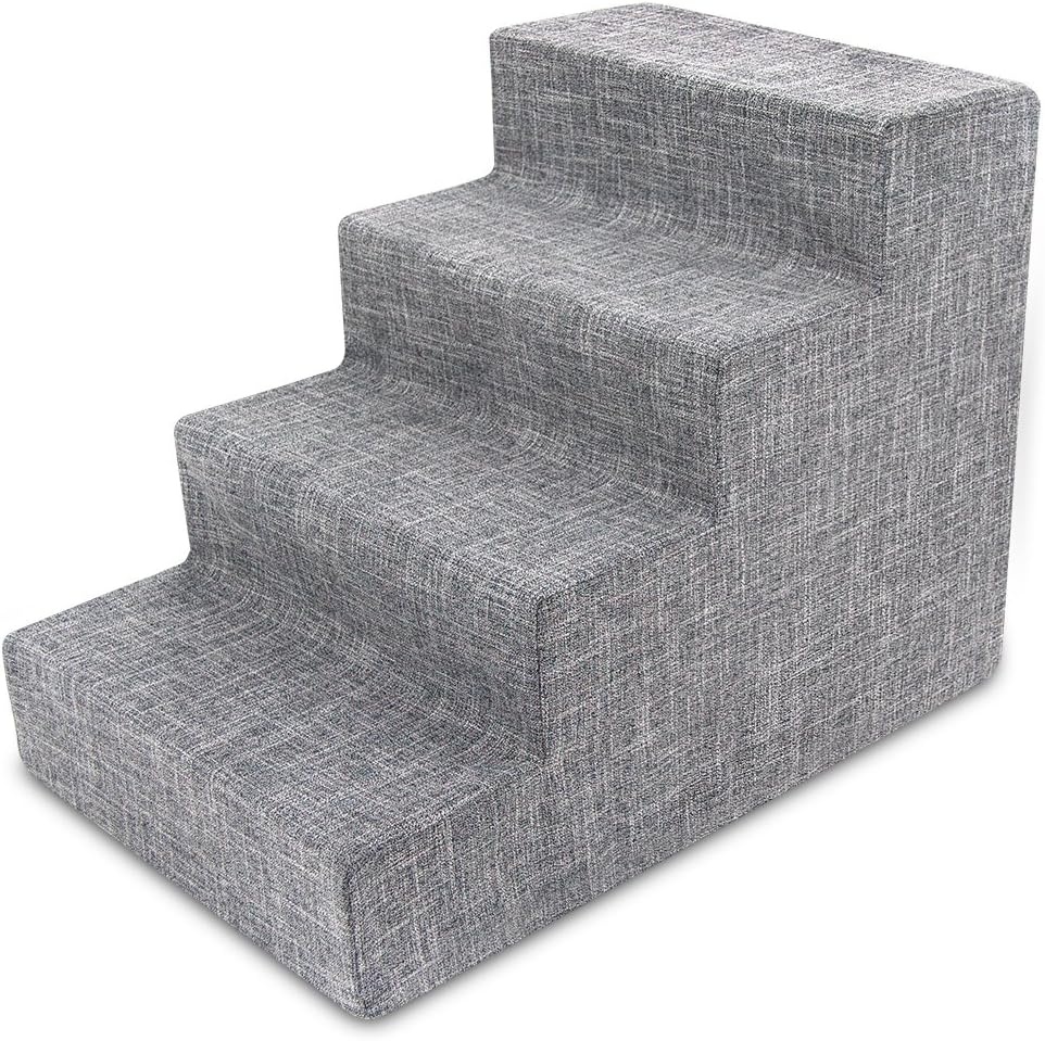 image:imageBest Pet Supplies Dog Stairs amp Steps Foam Steps for Small Dogs amp Cats NonSlip Indoor Balanced Pet Step Support Dog Ramp No Assembly Gray 5Step 225inch HeightAsh Gray Linen