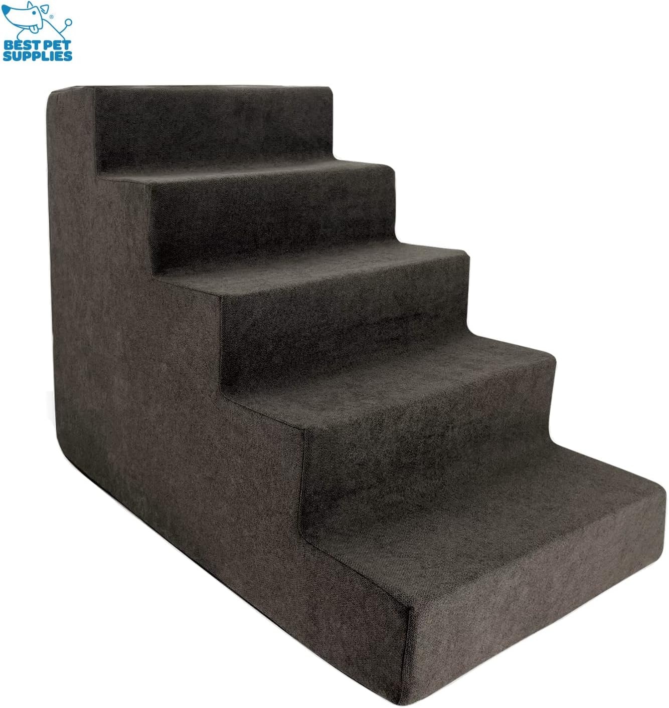 image:imageBest Pet Supplies Dog Stairs amp Steps Foam Steps for Small Dogs amp Cats NonSlip Indoor Balanced Pet Step Support Dog Ramp No Assembly Gray 5Step 225inch HeightDark Brown