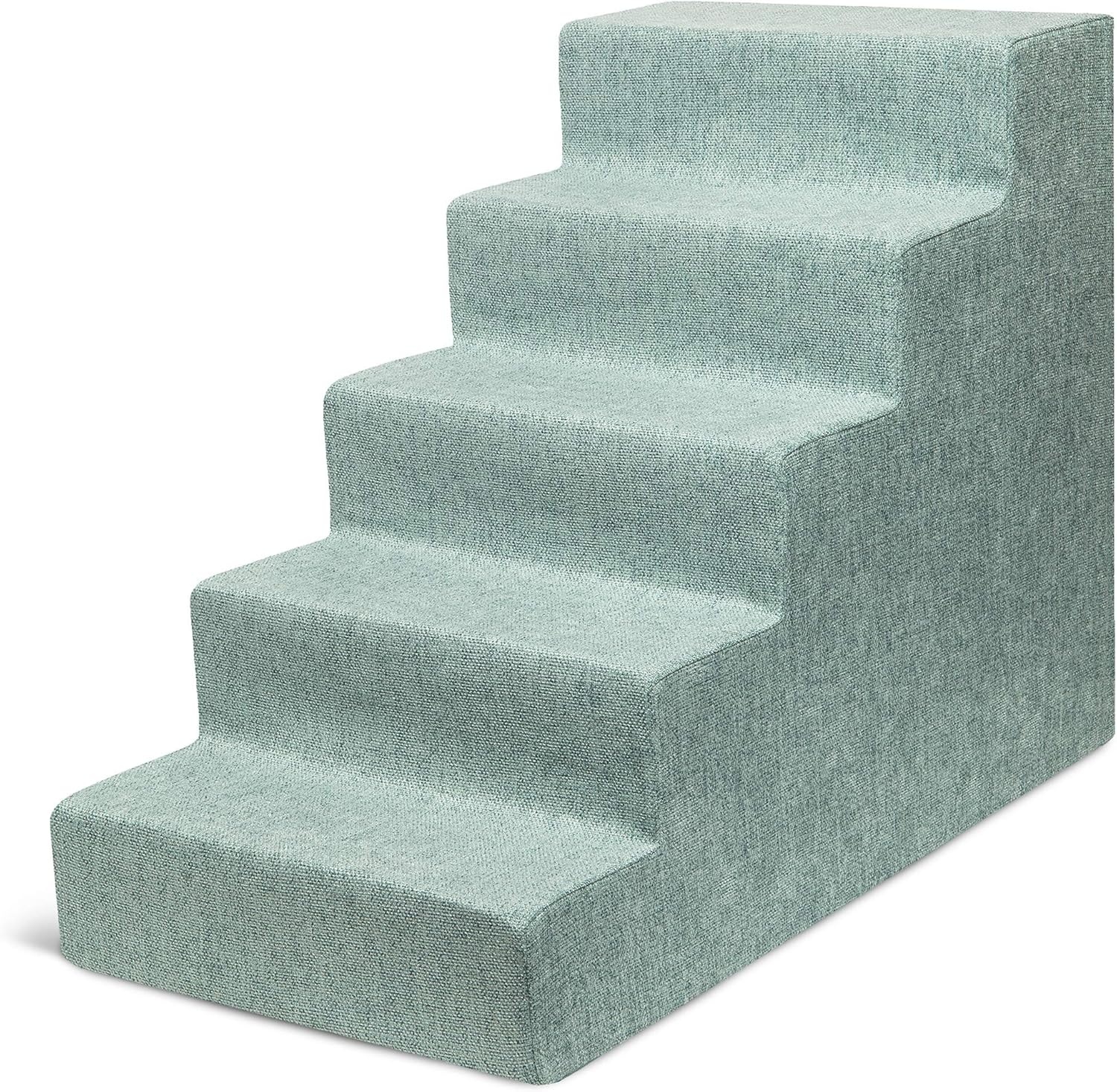 image:imageBest Pet Supplies Dog Stairs amp Steps Foam Steps for Small Dogs amp Cats NonSlip Indoor Balanced Pet Step Support Dog Ramp No Assembly Gray 5Step 225inch HeightPale Teal