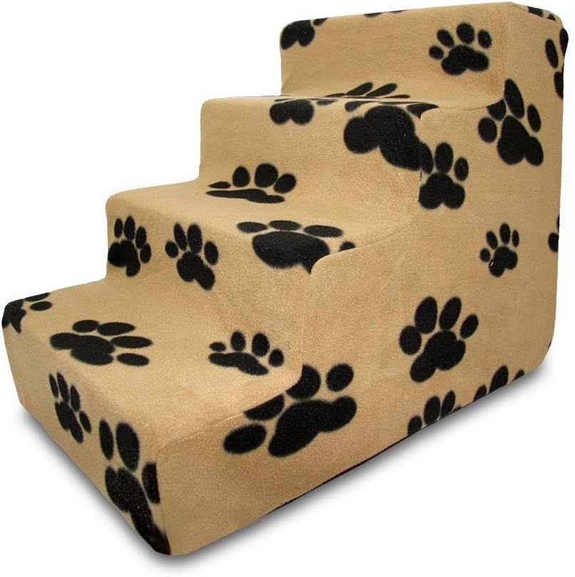 image:imageBest Pet Supplies Dog Stairs amp Steps Foam Steps for Small Dogs amp Cats NonSlip Indoor Balanced Pet Step Support Dog Ramp No Assembly Gray 5Step 225inch HeightPaw Print on Beige