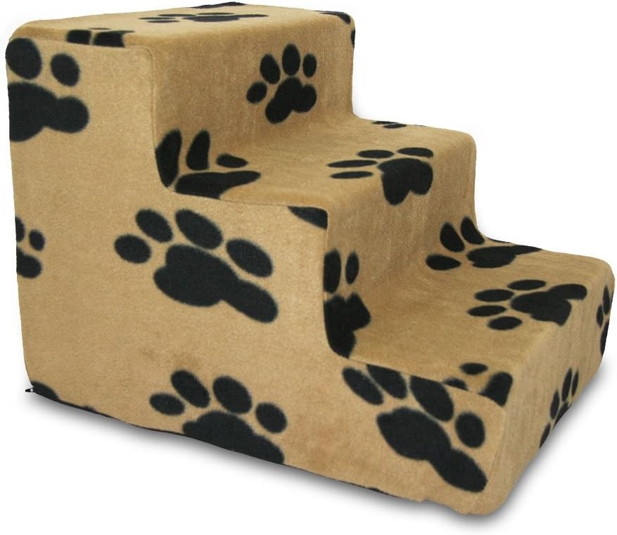 image:imageBest Pet Supplies Dog Stairs amp Steps Foam Steps for Small Dogs amp Cats NonSlip Indoor Balanced Pet Step Support Dog Ramp No Assembly Gray 5Step 225inch HeightPaw Print on Beige