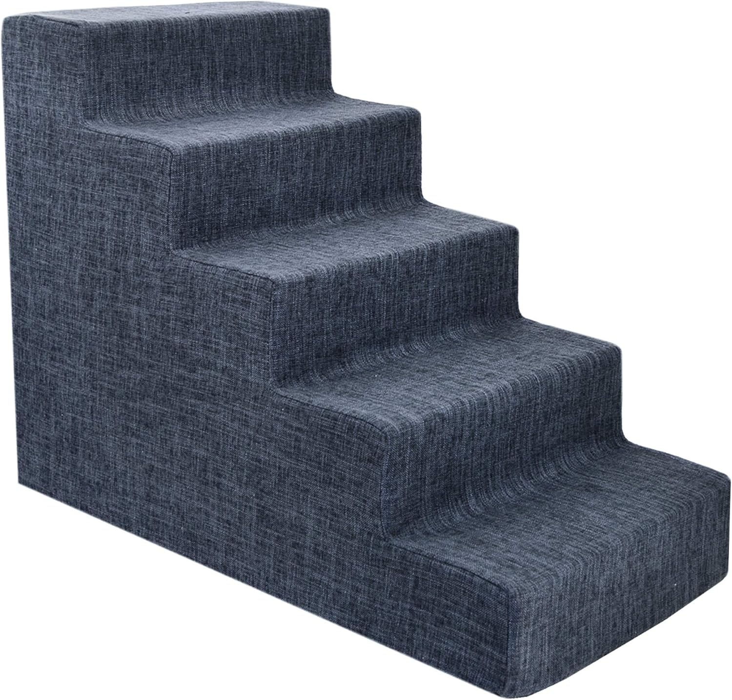 image:imageBest Pet Supplies Dog Stairs amp Steps Foam Steps for Small Dogs amp Cats NonSlip Indoor Balanced Pet Step Support Dog Ramp No Assembly Gray 5Step 225inch HeightDark Gray Linen