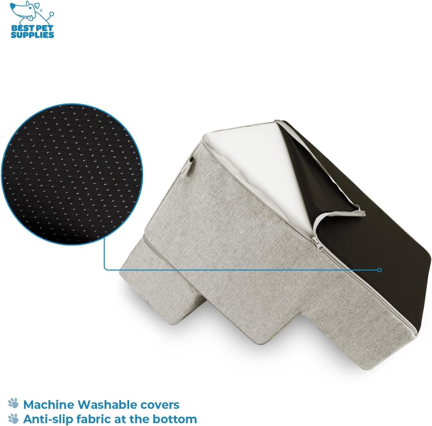 image:imageBest Pet Supplies Dog Stairs amp Steps Foam Steps for Small Dogs amp Cats NonSlip Indoor Balanced Pet Step Support Dog Ramp No Assembly Gray 5Step 225inch HeightSand