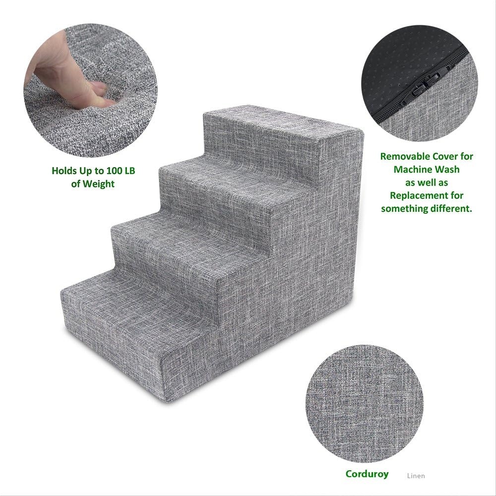 image:imageBest Pet Supplies Dog Stairs amp Steps Foam Steps for Small Dogs amp Cats NonSlip Indoor Balanced Pet Step Support Dog Ramp No Assembly Gray 5Step 225inch HeightAsh Gray Linen