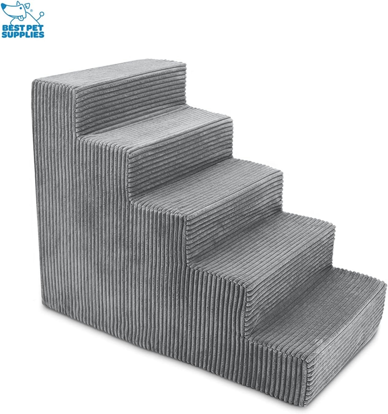 image:imageBest Pet Supplies Dog Stairs amp Steps Foam Steps for Small Dogs amp Cats NonSlip Indoor Balanced Pet Step Support Dog Ramp No Assembly Gray 5Step 225inch HeightGray