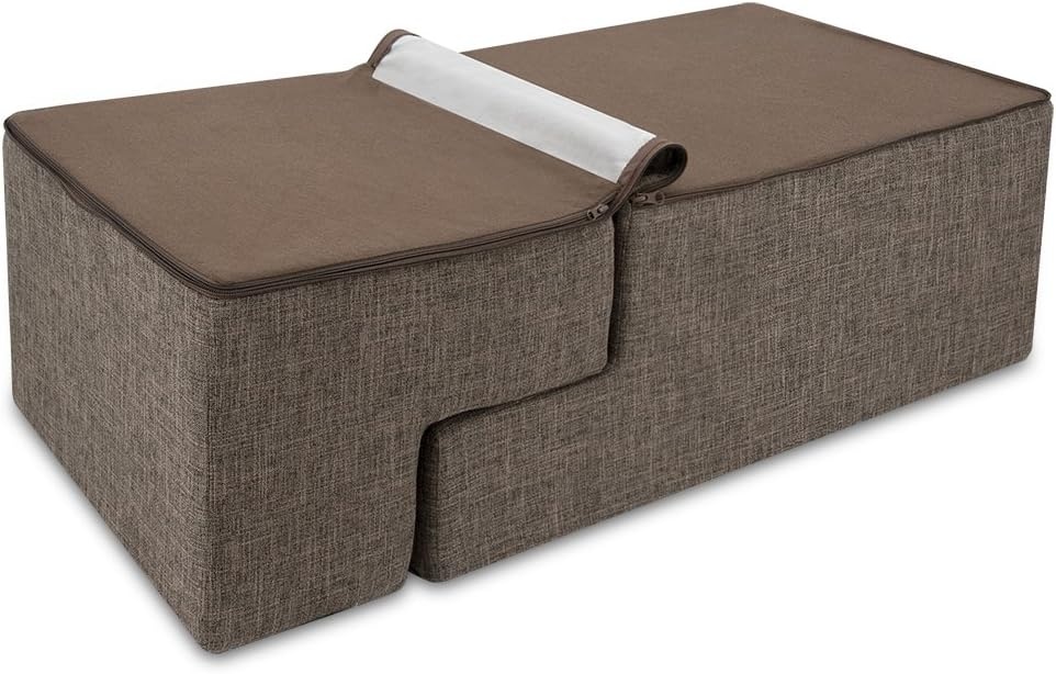 image:imageBest Pet Supplies Dog Stairs amp Steps Foam Steps for Small Dogs amp Cats NonSlip Indoor Balanced Pet Step Support Dog Ramp No Assembly Gray 5Step 225inch HeightBrown Linen