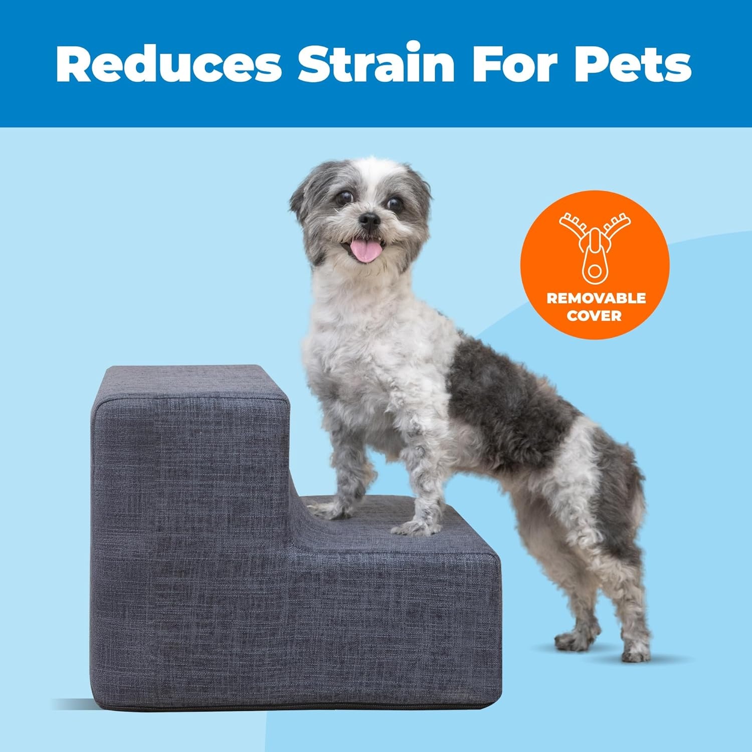 image:imageBest Pet Supplies Dog Stairs amp Steps Foam Steps for Small Dogs amp Cats NonSlip Indoor Balanced Pet Step Support Dog Ramp No Assembly Gray 5Step 225inch HeightDark Gray Linen