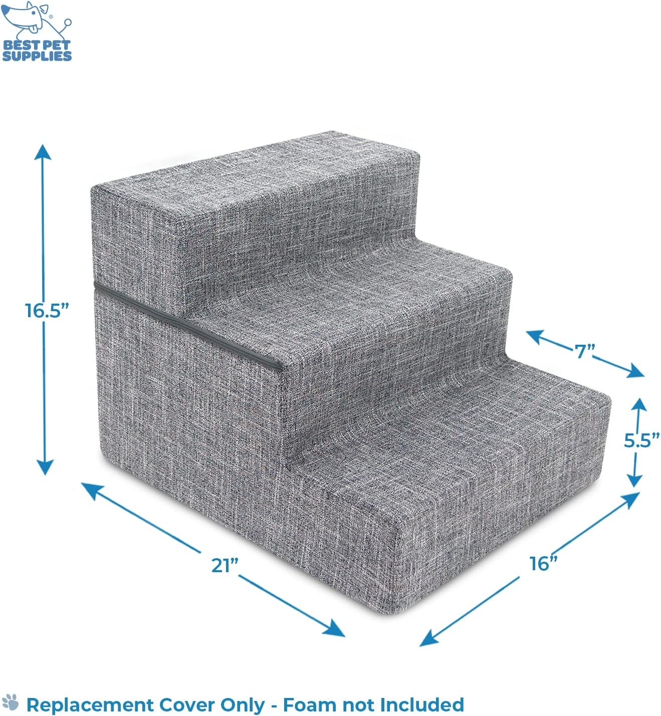 image:imageBest Pet Supplies Dog Stairs amp Steps Foam Steps for Small Dogs amp Cats NonSlip Indoor Balanced Pet Step Support Dog Ramp No Assembly Gray 5Step 225inch HeightAsh Gray Linen