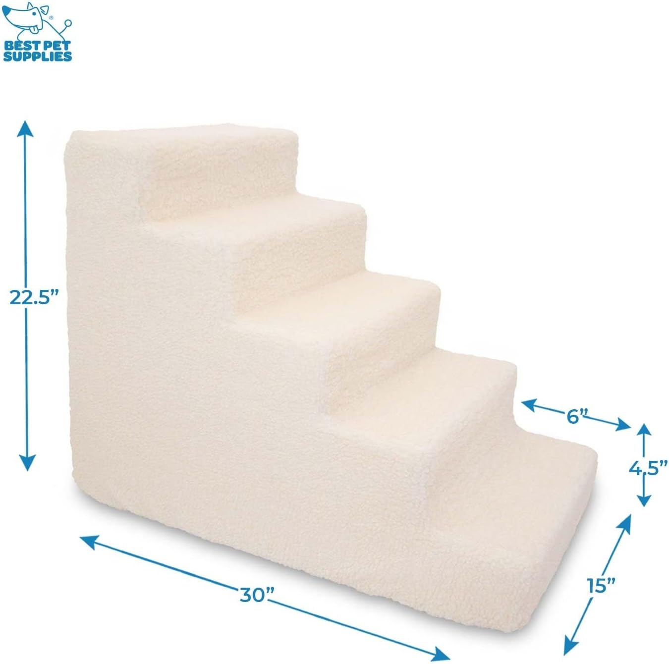 image:imageBest Pet Supplies Dog Stairs amp Steps Foam Steps for Small Dogs amp Cats NonSlip Indoor Balanced Pet Step Support Dog Ramp No Assembly Gray 5Step 225inch HeightLambswool