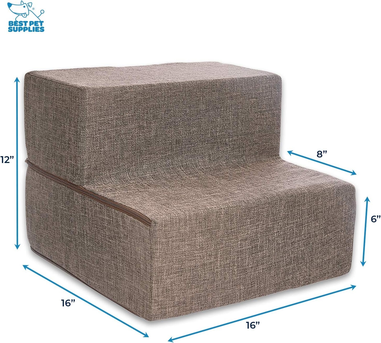 image:imageBest Pet Supplies Dog Stairs amp Steps Foam Steps for Small Dogs amp Cats NonSlip Indoor Balanced Pet Step Support Dog Ramp No Assembly Gray 5Step 225inch HeightBrown Linen