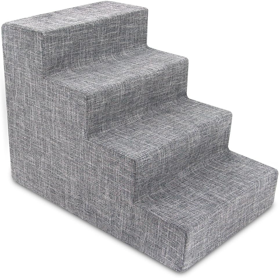 image:imageBest Pet Supplies Dog Stairs amp Steps Foam Steps for Small Dogs amp Cats NonSlip Indoor Balanced Pet Step Support Dog Ramp No Assembly Gray 5Step 225inch HeightAsh Gray Linen