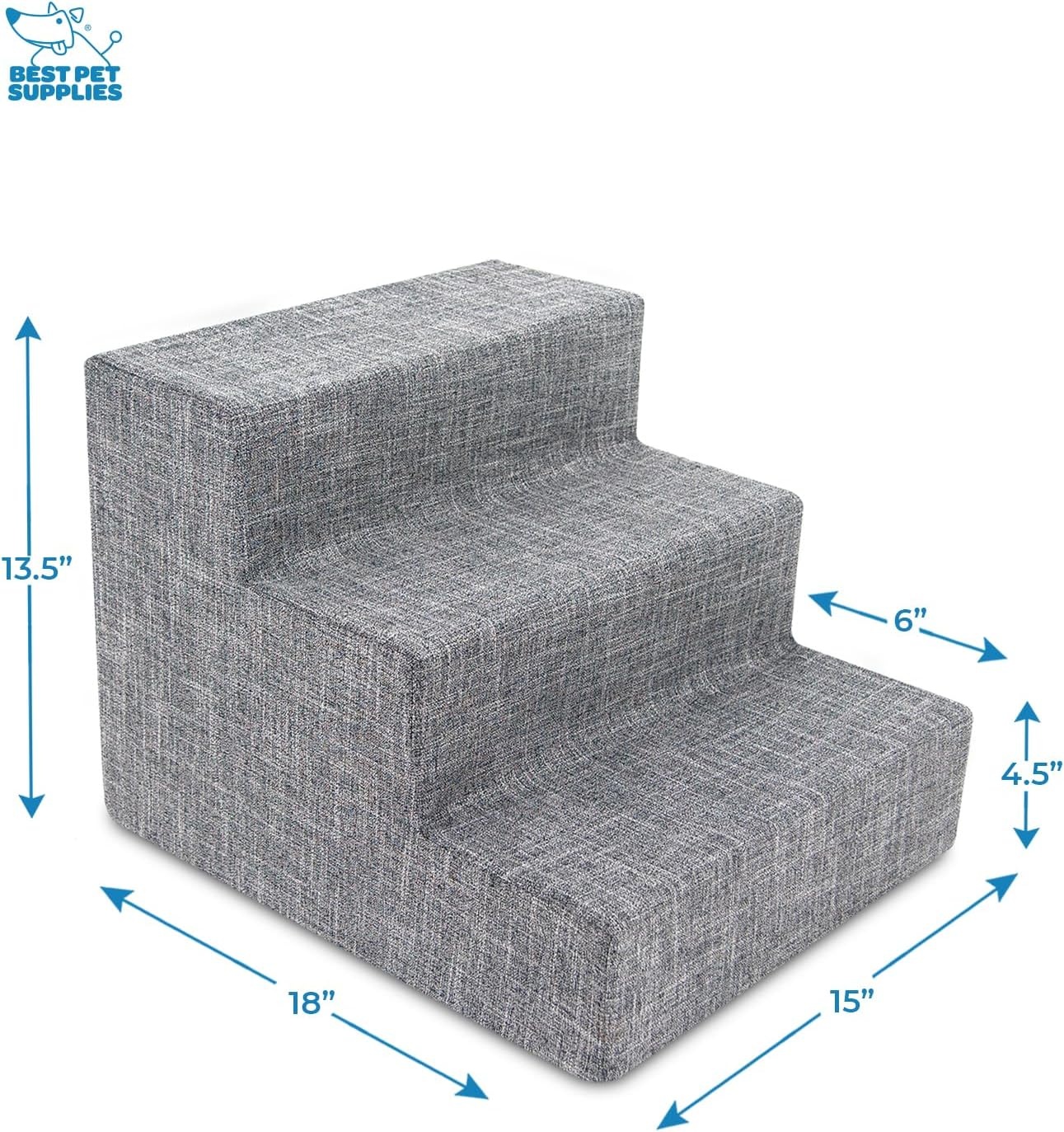 image:imageBest Pet Supplies Dog Stairs amp Steps Foam Steps for Small Dogs amp Cats NonSlip Indoor Balanced Pet Step Support Dog Ramp No Assembly Gray 5Step 225inch HeightAsh Gray Linen