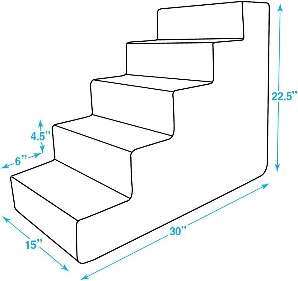 image:imageBest Pet Supplies Dog Stairs amp Steps Foam Steps for Small Dogs amp Cats NonSlip Indoor Balanced Pet Step Support Dog Ramp No Assembly Gray 5Step 225inch HeightSand