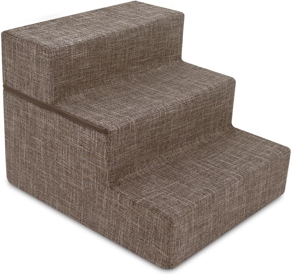 image:imageBest Pet Supplies Dog Stairs amp Steps Foam Steps for Small Dogs amp Cats NonSlip Indoor Balanced Pet Step Support Dog Ramp No Assembly Gray 5Step 225inch HeightBrown Linen