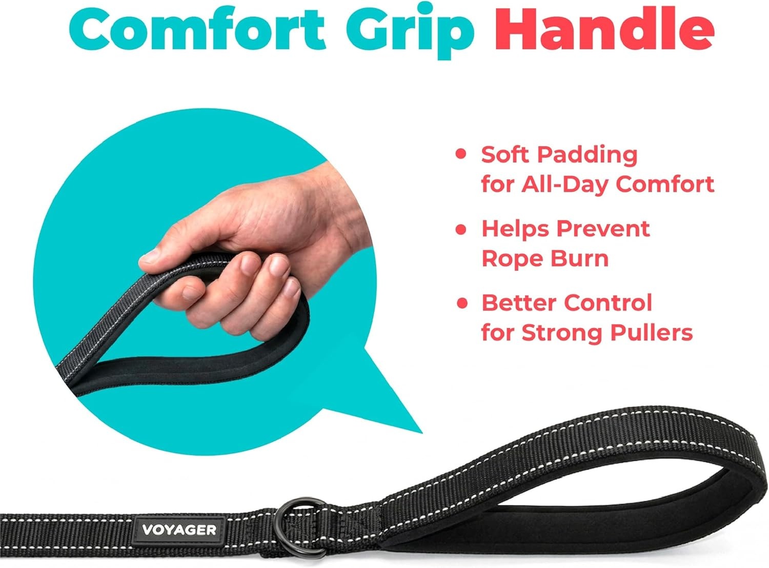 image:imageBest Pet Supplies Voyager Reflective Dog Leash or Collar with Neoprene Handle for Small Medium and Large Breed Puppies Cute and Heavy Duty for Walking Running and Training Blue Leash SLeash Black