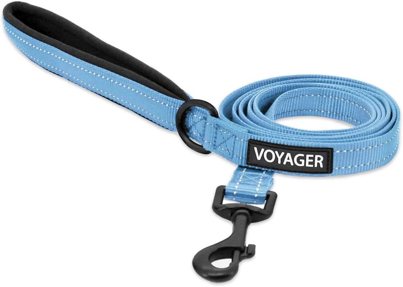 image:imageBest Pet Supplies Voyager Reflective Dog Leash or Collar with Neoprene Handle for Small Medium and Large Breed Puppies Cute and Heavy Duty for Walking Running and Training Blue Leash SLeash Baby Blue