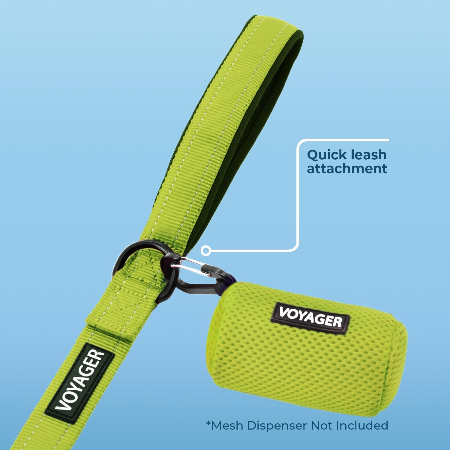 image:imageBest Pet Supplies Voyager Reflective Dog Leash or Collar with Neoprene Handle for Small Medium and Large Breed Puppies Cute and Heavy Duty for Walking Running and Training Blue Leash SLeash Lime Green