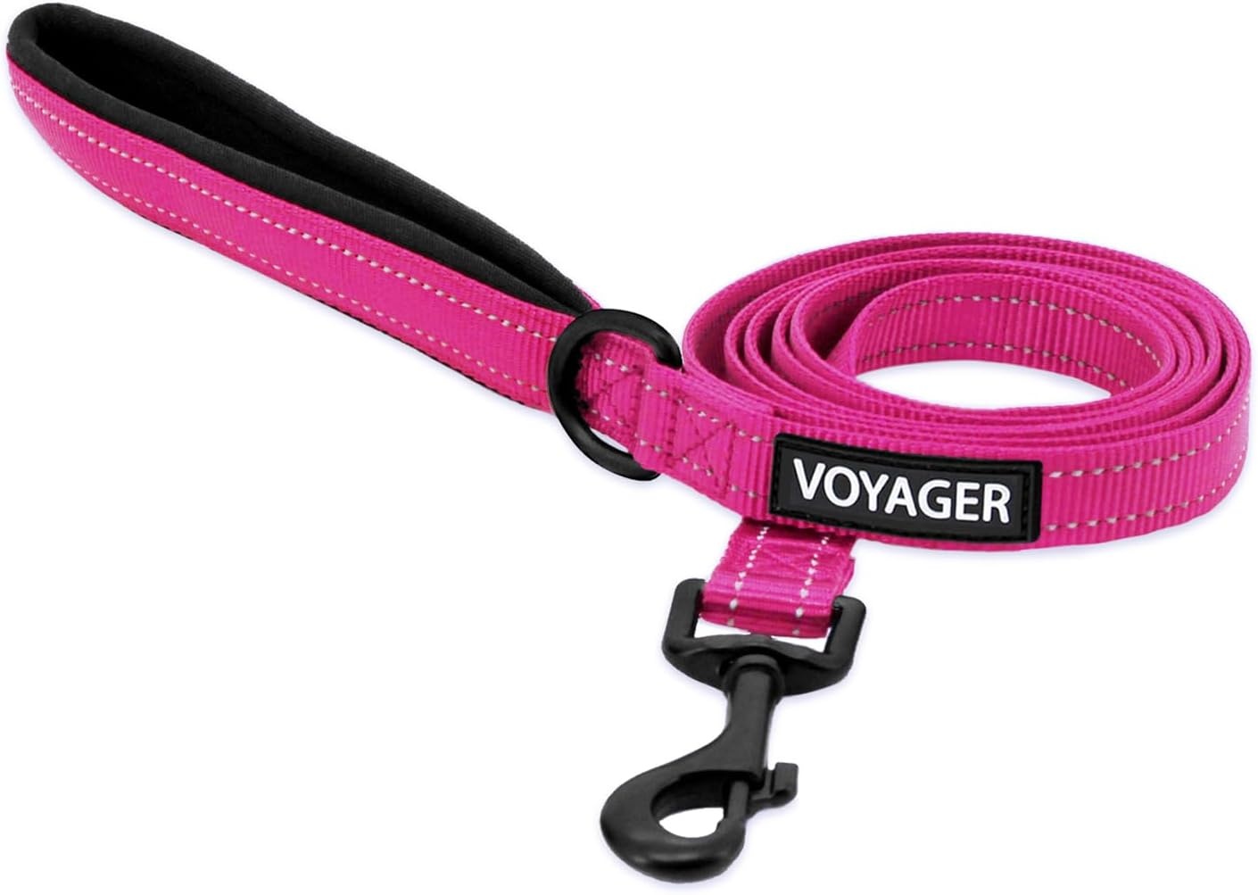 image:imageBest Pet Supplies Voyager Reflective Dog Leash or Collar with Neoprene Handle for Small Medium and Large Breed Puppies Cute and Heavy Duty for Walking Running and Training Blue Leash SLeash Fuchsia