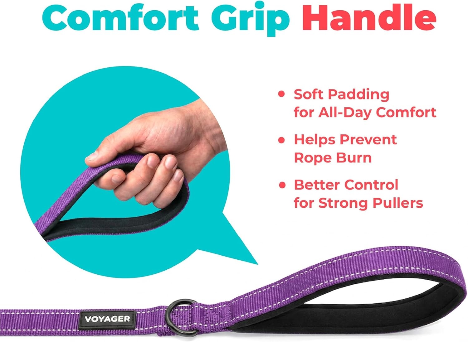 image:imageBest Pet Supplies Voyager Reflective Dog Leash or Collar with Neoprene Handle for Small Medium and Large Breed Puppies Cute and Heavy Duty for Walking Running and Training Blue Leash SLeash Purple