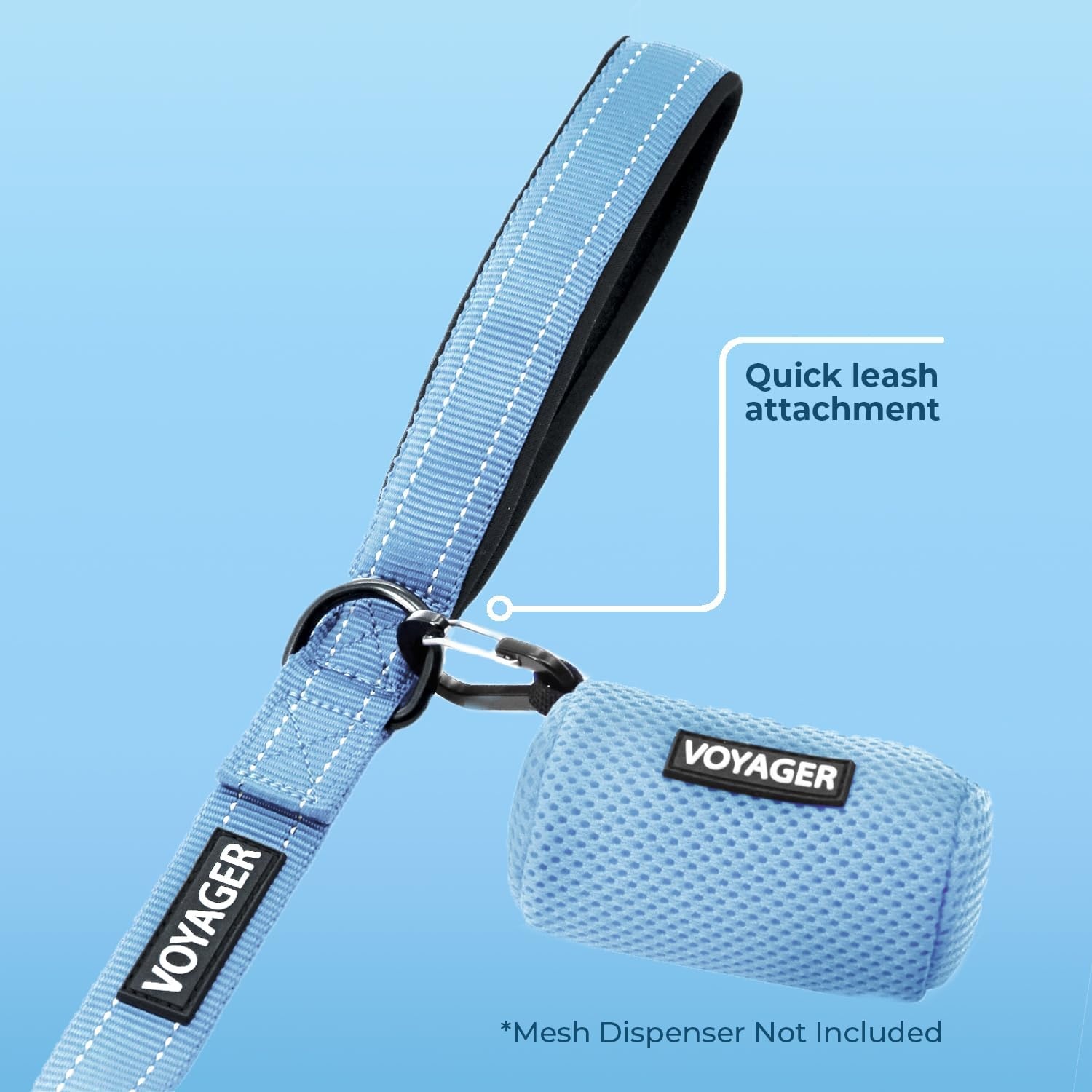image:imageBest Pet Supplies Voyager Reflective Dog Leash or Collar with Neoprene Handle for Small Medium and Large Breed Puppies Cute and Heavy Duty for Walking Running and Training Blue Leash SLeash Baby Blue