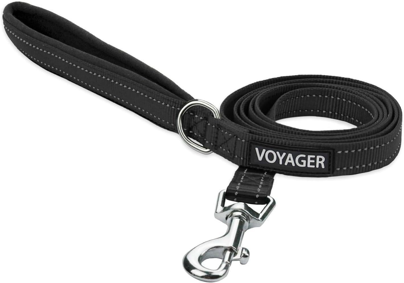 image:imageBest Pet Supplies Voyager Reflective Dog Leash or Collar with Neoprene Handle for Small Medium and Large Breed Puppies Cute and Heavy Duty for Walking Running and Training Blue Leash SLeash Black