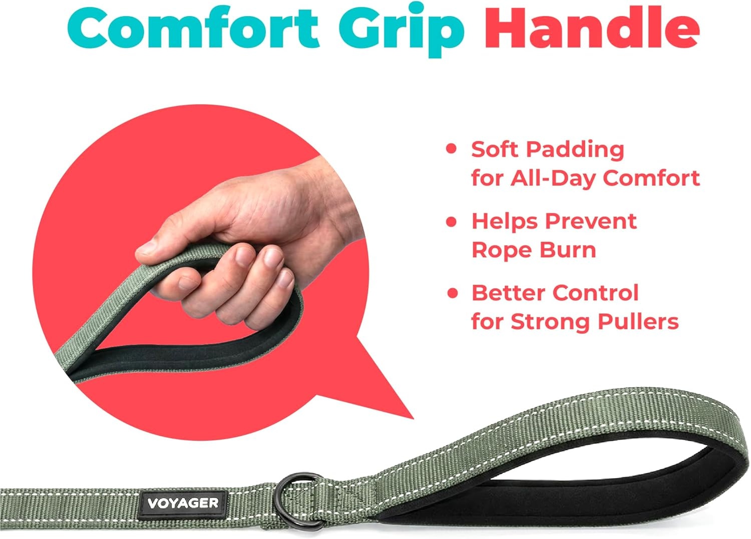 image:imageBest Pet Supplies Voyager Reflective Dog Leash or Collar with Neoprene Handle for Small Medium and Large Breed Puppies Cute and Heavy Duty for Walking Running and Training Blue Leash SLeash Moss Green