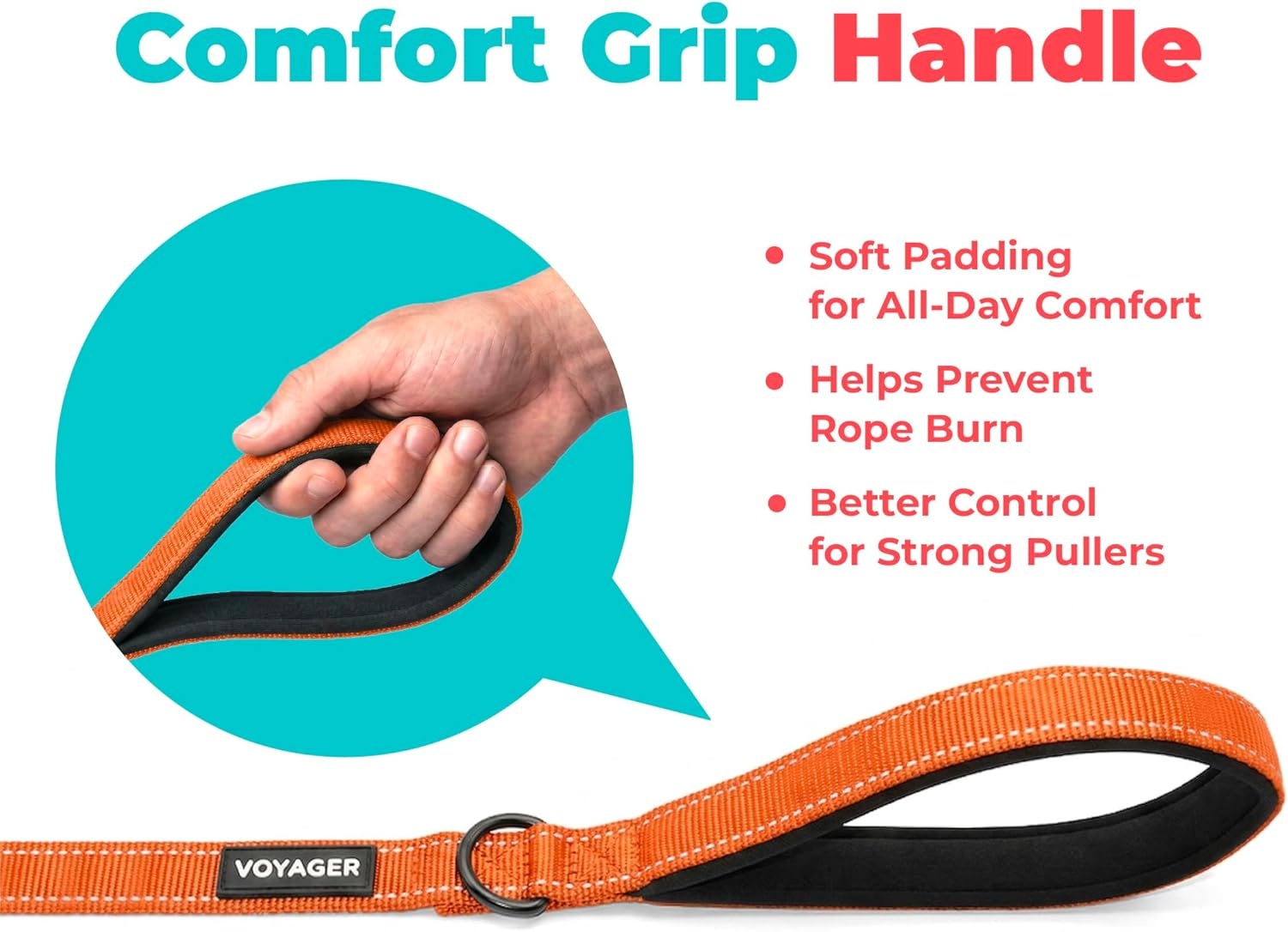 image:imageBest Pet Supplies Voyager Reflective Dog Leash or Collar with Neoprene Handle for Small Medium and Large Breed Puppies Cute and Heavy Duty for Walking Running and Training Blue Leash SLeash Orange