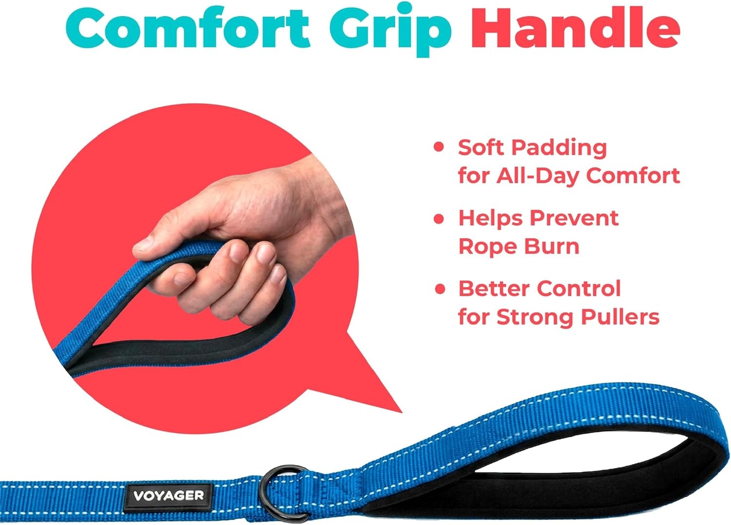 image:imageBest Pet Supplies Voyager Reflective Dog Leash or Collar with Neoprene Handle for Small Medium and Large Breed Puppies Cute and Heavy Duty for Walking Running and Training Blue Leash SLeash Royal Blue