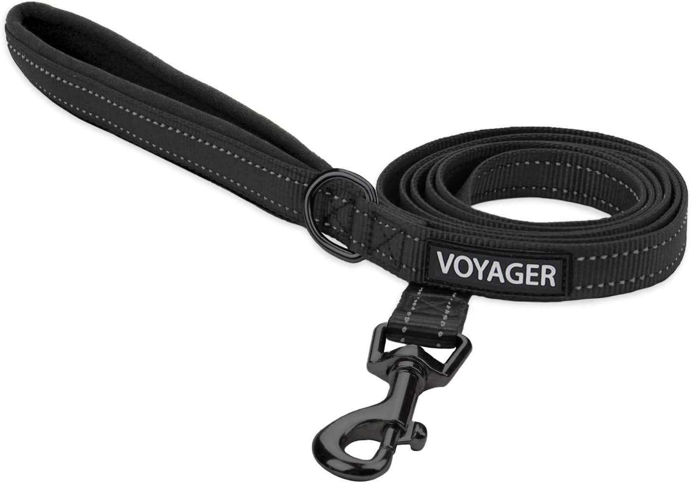 image:imageBest Pet Supplies Voyager Reflective Dog Leash or Collar with Neoprene Handle for Small Medium and Large Breed Puppies Cute and Heavy Duty for Walking Running and Training Blue Leash SLeash Black
